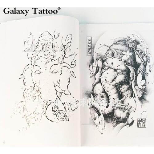 A4 New Bodhi Tattoo Book Manuscript Atlas Peony Flower God Buddha Hand-Painted Atlas Album Material 57 Pages
