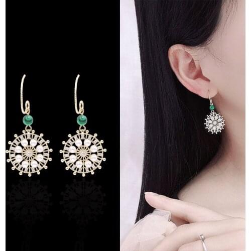 SWOUR New Fashion Jewelry Cubic Zirconia Pearl Round Cricle Brief Design Elegant Dangle Earrings For Women S678