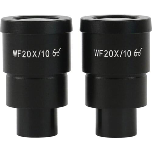 A Pair WF20X/10 Eyepiece For Stereo Microscope High Eye-Point Wide Angle Optical Lens Mounting Size 30mm Field of View 10mm
