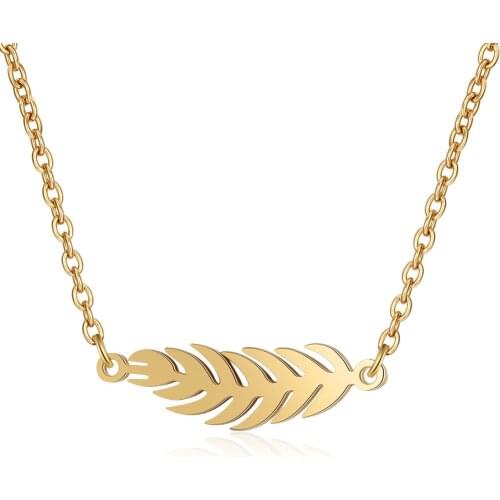 New leaf titanium steel necklace female stainless steel jewelry feather leaf pendant necklace fashion Jewelry wholesale