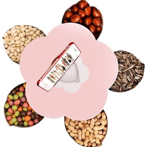 Plastic food storage containers Magic Compote Fruit Nut Dish Candy Tray Rotatable Folding Compotes