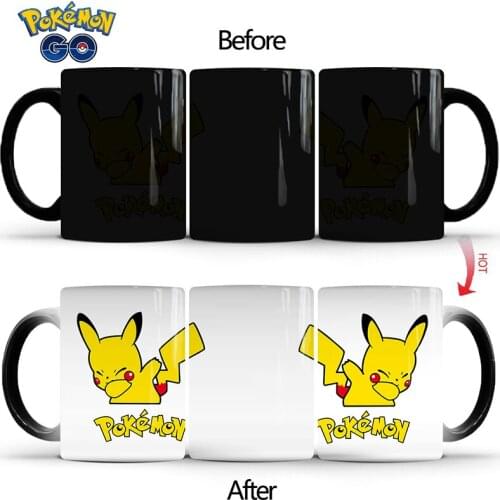 Pokemon Pikachu Ceramic Couple Cup Creative Personality Boys Girls Children Cute Color Change Mark Magic Coffee Cup Mug 1pcs