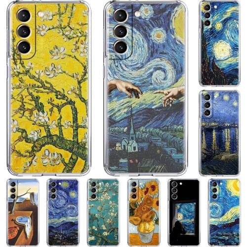 Transparent Phone Case For Samsung Galaxy S21 Ultra S20 FE S10 Plus S9 S8 Note 20 10 Soft Silicone Cover Van Gogh Art Aesthetics