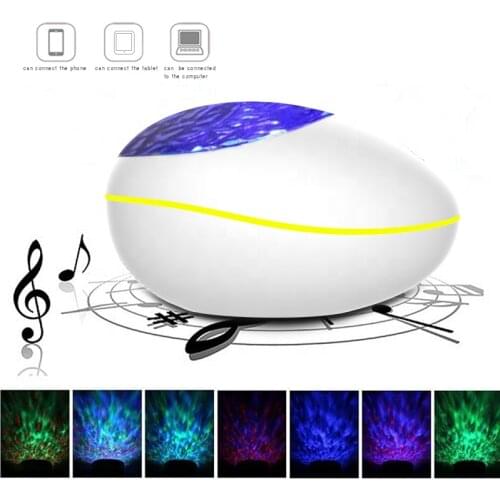 Lucky Stone Bluetooth Baby Kids Rotation LED Galaxy Starry Light Ocean Wave Star Night Light Projector for Kids