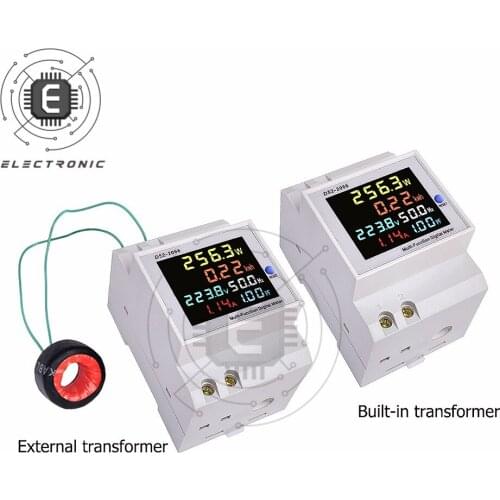 Smart Watt-Hour Meter Color LCD Screen Single-phase Guide Rail Type 220V Voltage Current Power Frequency Factor Household