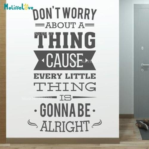 Don't Worry About A Thing Inspirational Qutoe Decal For Studio Office Bedroom Decor Vinyl Wall Sticker B959