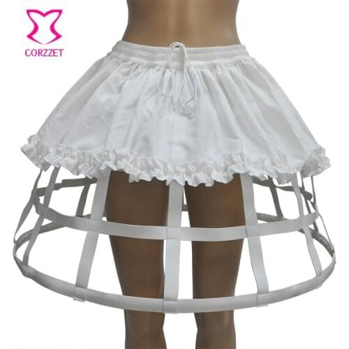 Vintage 4 Hoops Petticoat Mini Underskirt with Ruffle Trim Women Skirts For Wedding/ Gothic Clothing