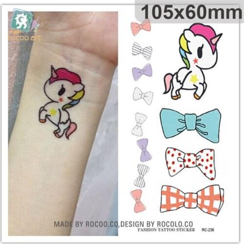 Harajuku waterproof temporary tattoos for Children women cute 3d Little Pegasus cartoon design tattoo sticker paper RC2236