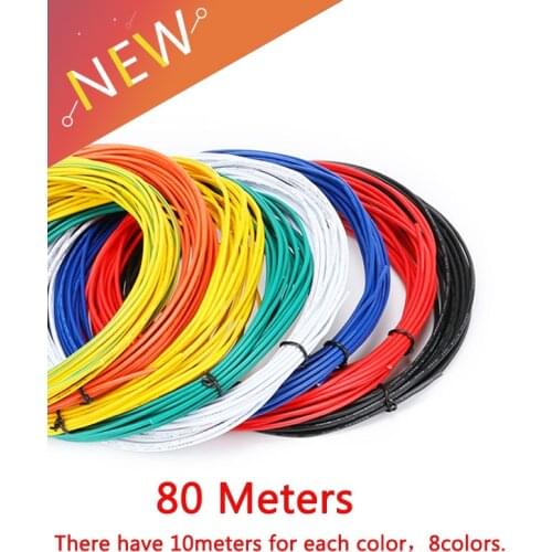 1pin Flexible Stranded 80 Metres Cable Electrico Wire 18 Gauge AWG 8 Colors Kit PVC Wires Electric cable,LED cable,DIY