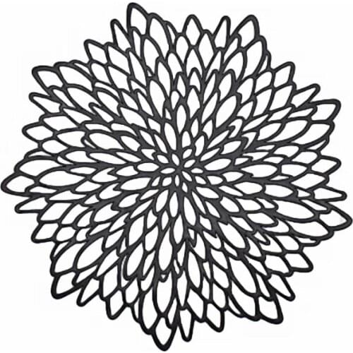 1Pc Washable Placemat Coaster Pvc Hotel Tableware Waterproof Heat Insulation Irregular Chrysanthemum 38Cm Hollow Luxury Pads