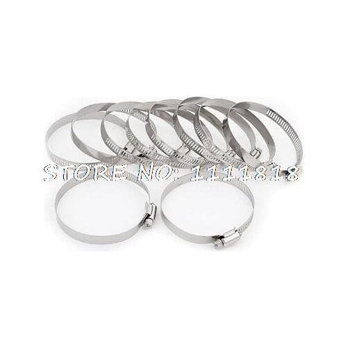 10pcs 10mm Width Stainless Steel Ring Worm Drive Hose Clamp Hoop 60-83mm