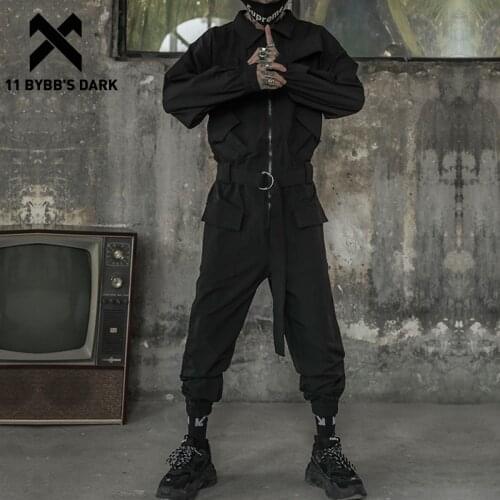 11 BYBBS DARK Tactical Function Zip Up Cargo Overall Men Harajuku Hip Hop Multi Pockets Pant Man Streetwear Jogger Men Trousers
