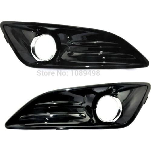 2Pcs/1Pair RH and LH High light baking Paint With chrome hole front fog light lamp covers for New Ford Fiesta 2013