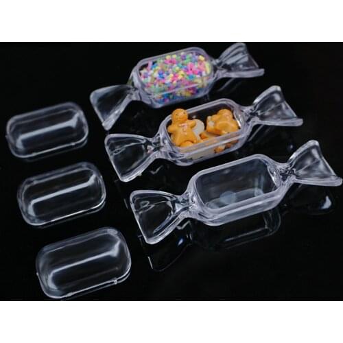 50/100pcs Candy Shape Wedding Candy Box Transparent Plastic Storage Container Kids Gift Collection Organizer Gift Box