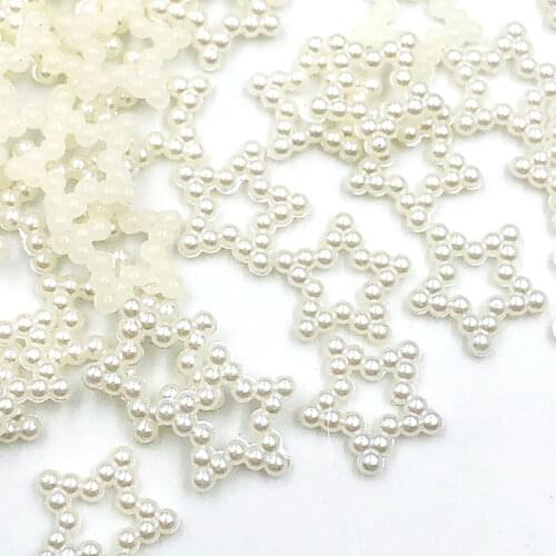 50PCS 13mm Beige Star Shape Imitation Half Pearl Flatback Beads for Scrapbook DIY Decoration