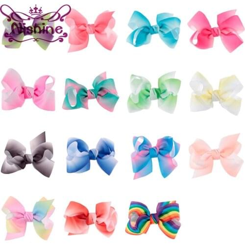 Nishine 20pcs/lot 5.2" Large Colorful Ribbon Bow For Headband Hair Clips Rainbow Bows DIY Accessories For Kids Women Headwear