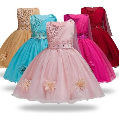 Kids Girls Evening Party Clothes Girls Flower Bridesmaid Dress Elegant Wedding Formal Gown Girls 3-12Yrs Prom Princess Dress