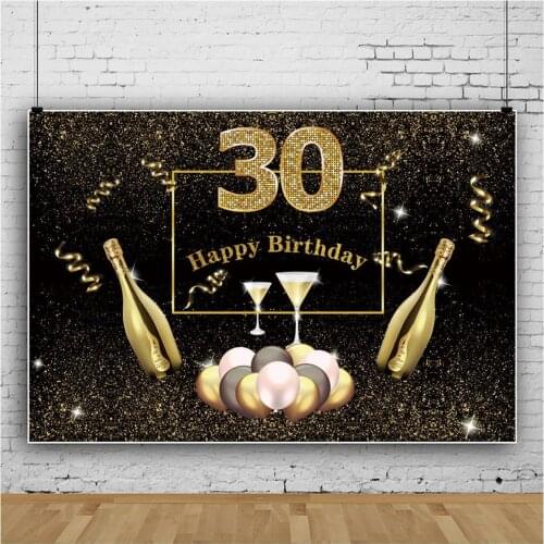30th Birthday Female Golden Champagne Goblets Backdrops Photocall Background Decorations for Party Portrait Photography Props