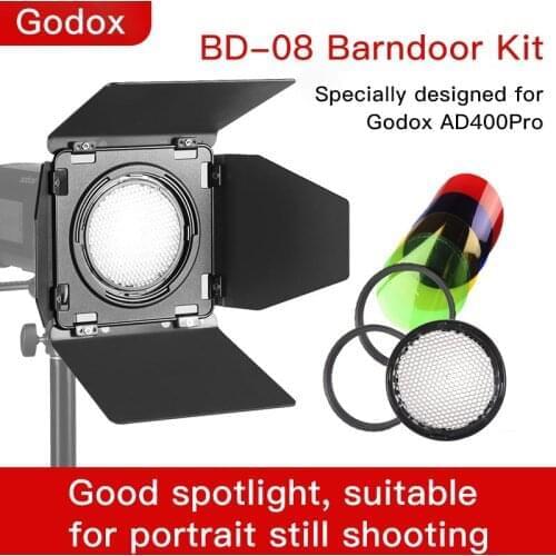 Godox BD-08 Honeycomb Grid Barn Door with Color Filter for Godox AD400Pro Outdoor Flash Strobe Light Monolight BD08
