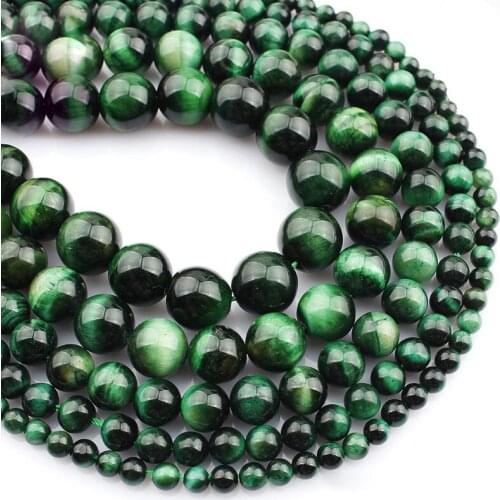 15"(38cm) Strand Round Natural Green Tigers Eye Stone Rock 4mm 6mm 8mm 10mm 12mm Beads lot for Jewelry Making DIY Bracelet