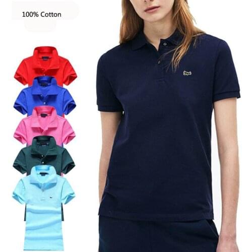 Fashion Polos 2020 Womens short sleeve polos shirts embroidery High quality 100% Cotton Ladies polos Female slim tops S-4XL