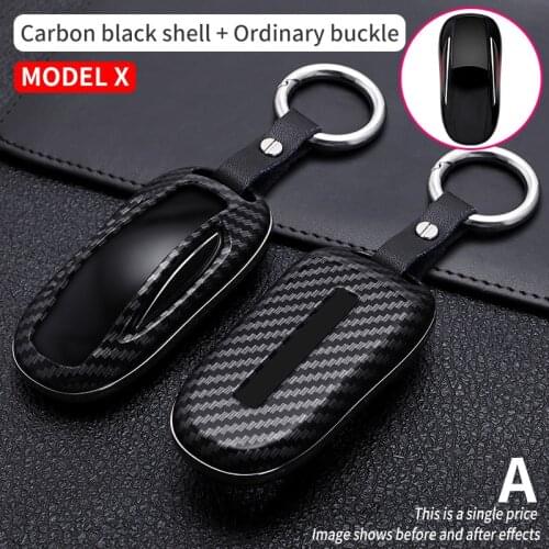 2020 Fashion 1pc ABS Hard Car Key Cover Case For Tesla Model X Smart key Pocket Shell Carbon fiber textured key chain