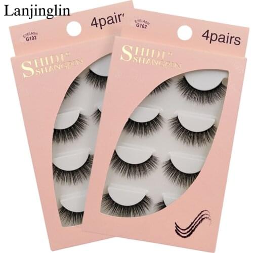 LANJINGLIN 3/4 pairs mink eyelashes false lashes mink 3d fake eyelash extension make up cilios natural long cruelty free lash