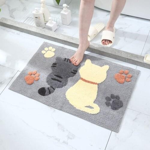 Non-Slip Bath Mat Cartoon Flocking Bathroom Bath Mats Super Absorbent Entrance Door Mat For Living Room Bedroom Bathroom Product