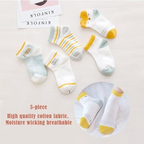 5 Pieces Spring And Summer Cute Cotton Childrens Socks Womens Socks For Girls For Boys Baby Socks With Print Kids For Newborns