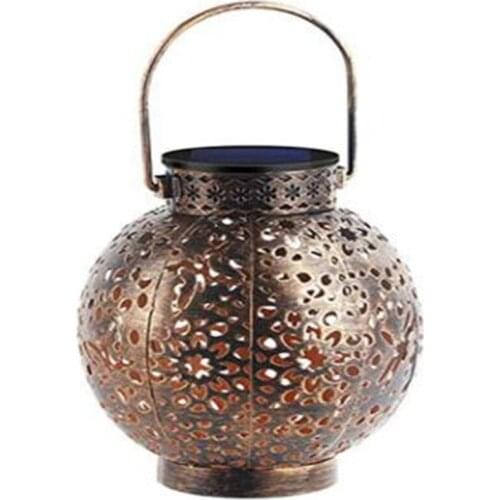 New Solar Lawn Lantern Wrought Iron Hollow Light Outdoor Pendant Light Garden Portable Decorative Lights