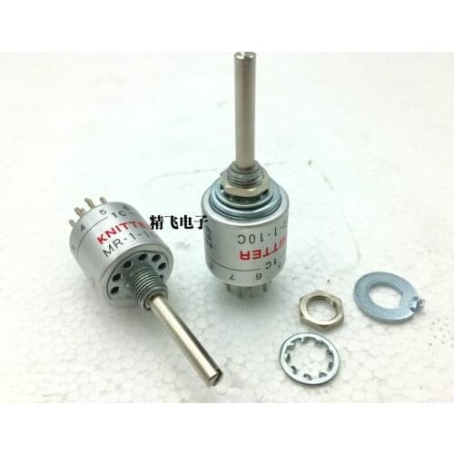 Original New 100% MR-1-10C precision instrument rotary band switch 500mA 125VAC 1 knife 10 gears shaft length 25mm