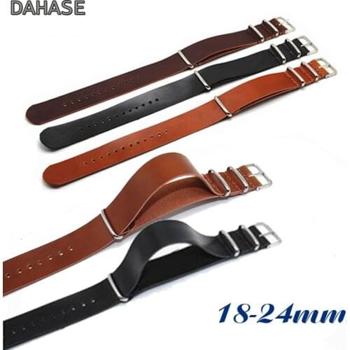 Retro Cowhide Watchbands 18mm 20mm 22mm 24mm Genuine Leather Watch Strap Replacement Leather Bracelet Black Brown Watch Band