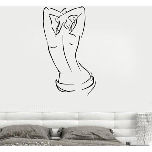 Sexy Girls Vinyl Decal Naked Girl Woman Spa Massage Salon Wall Stickers Mural Removable Art Mural Bedroom Decoration 2131