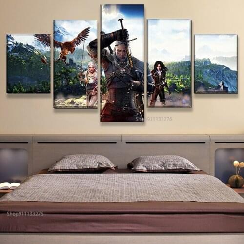 Modern Art Painting 5 Pieces Game Hunt Picture On Canvas Printed Poster Wall Decorative Bedroom Artwork for Houses Gifts frame