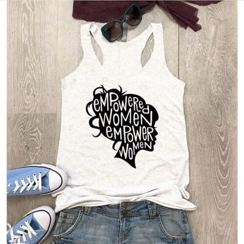 Stylish Casual Racerback Graphic Tumblr Girl Power Slogan Vintage Vest Shirt Tank Vest Empowered Women Empower Tank Tops