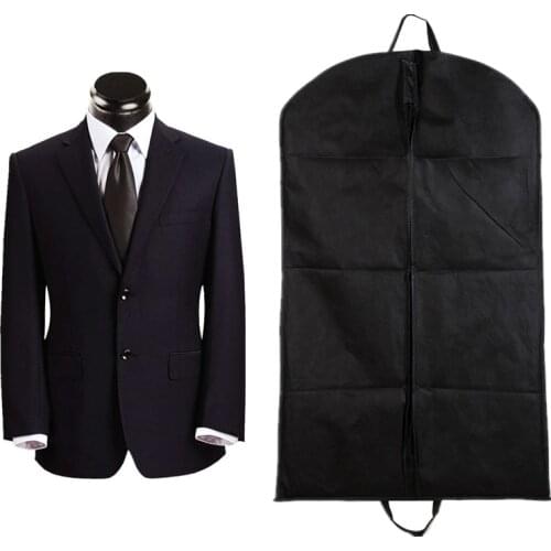 100 x 60cm Clothes Hanging Bag Non Woven Fabric Black Dustproof Hanger Suit Coat Clothes Garment Cover Case Storage Bags 1pcs