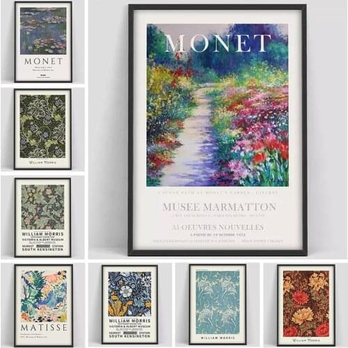 William Morris Vintage Floral Bird Poster Victoria Albert Museum Exhibition Canvas Painting Print Art Picture Wall Decor Cuadros