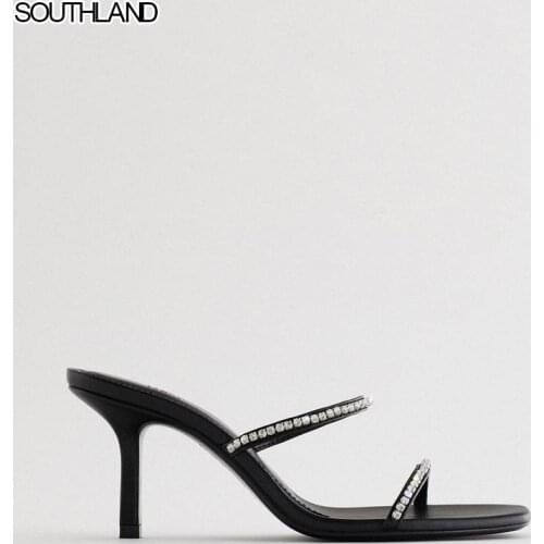 SOUTHLAND Rhinestones High Heels Thin Heels Slipper Women Summer Party Shoes Woman Wedding Fashion Open Toe Sandals