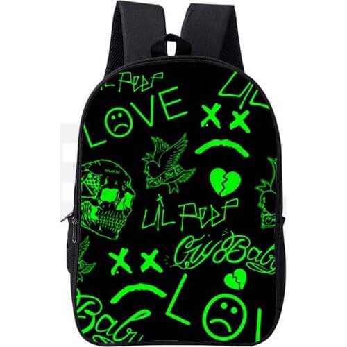 3D Printed Lil Peep Women Backpack Student Schoolbag Kids Rucksack Singers Zipper Backpack for Teenage Girls Bookbag Popular Bag