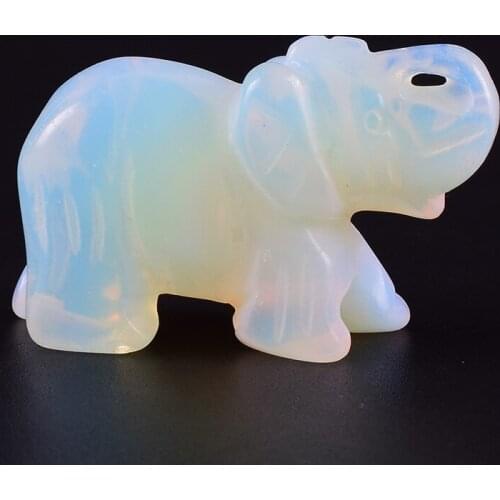 1.8-2 Inch Opalite Elephant Figurine Hand Carved Mini Elephants Animals Figurines For Home Chakra Healing Decor Stone Specimen