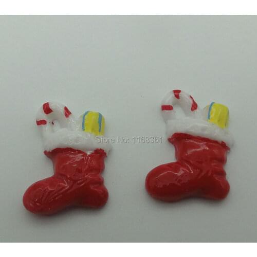 1pcs/lot resin flatback gift stockings 22mm Cabochons Scrapbooking Hair Bow Center DIY Christmas decration C108-10