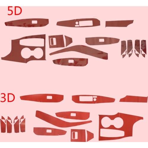 18pcs Car Interior Decoration Sticker Cover Trim Kit Red Carbon Fiber Style Fit For Toyota Camry 2018 2019 2020