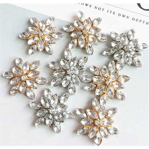 20 PCS 25*28mm Fashion Metal Alloy KC Gold Rhodium Crystal Rhinestone Flowers Connectors Charm DIY Jewelry Accessories