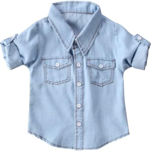 2018 Spring Toddler Kids Baby Infant Boys Girls Denim Long Sleeve Coat shirt Tops Shirts Size 2-6T
