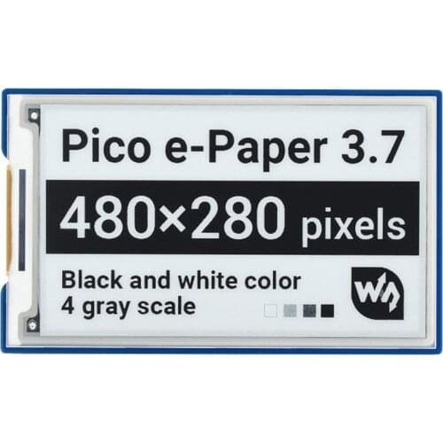 3.7inch E-Paper E-Ink Display Module For Raspberry Pi Pico, 480×280 Pixels, Black / White, SPI Interface,Paper-Like Effect