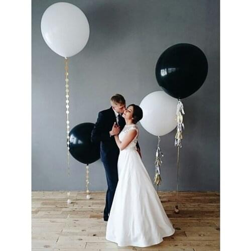 3pcs 36inch White Gold Black Big Latex Balloons Large Round Helium Balloon Wedding Birthday Party Decor Gender Reveal Globos