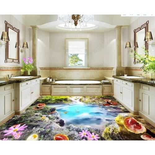 Custom Flooring Mural Landscape cornucopia scenery Bathroom Bedroom Living room 3D Floor Murals PVC Waterproof Self-adhesive