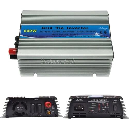 600W pure sine wave mppt micro grid tie inverter,22-60V DCto120V or 230V AC for solar pv panels