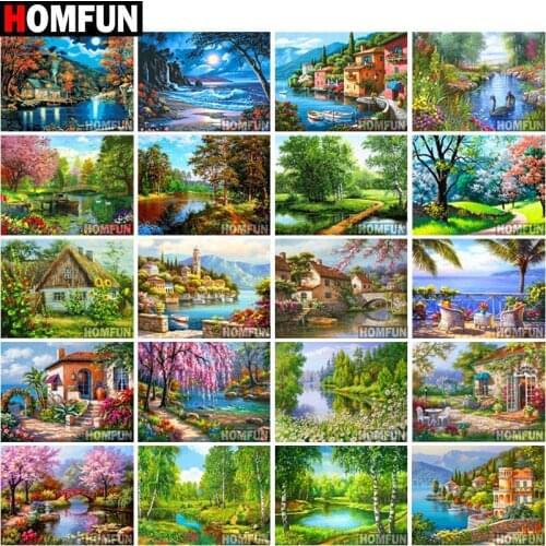 HOMFUN Full Drill Diamond Painting "Landscape Theme Map" DIY Picture Of Rhinestone 5D Diamond Embroidery Cross Stitch Decor