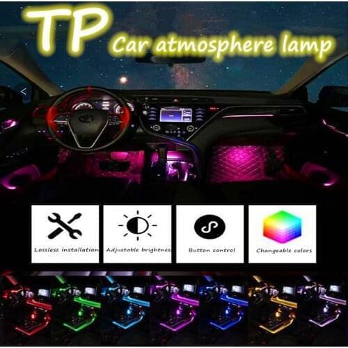 Car Interior Lighting Atmosphere Strips 12V Auto LED Strip EL Wire Set Car Decoration Neon Lamp Flexible Rope Tube Ambient Light